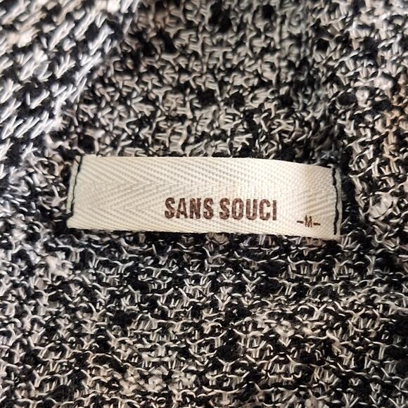 Sans Souci Vest Womens Medium Sleeveless Loose Knit Sweater Cardigan Open Office - Picture 2 of 6